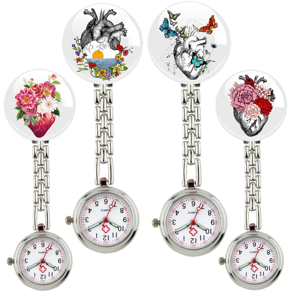Простые модные искусства Цветы Бабочка Сердце Любовь Уход Медицина Медсестра Врач Больница Зажимы для цепочек брелки Карманные часы Подарки для часов