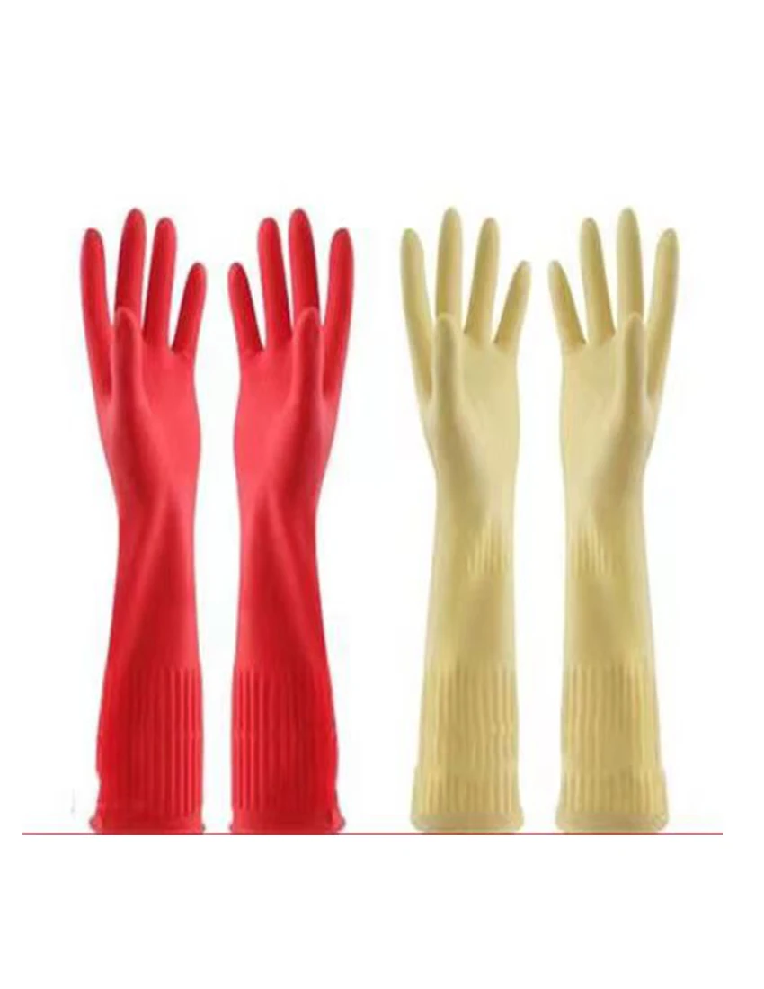 Расширенные резиновые перчатки для дома с защитой от обратного потока, нескользящие, износостойкие Перчатки для уборки кухни, стирки, мойки автомобилей, бытовые перчатки