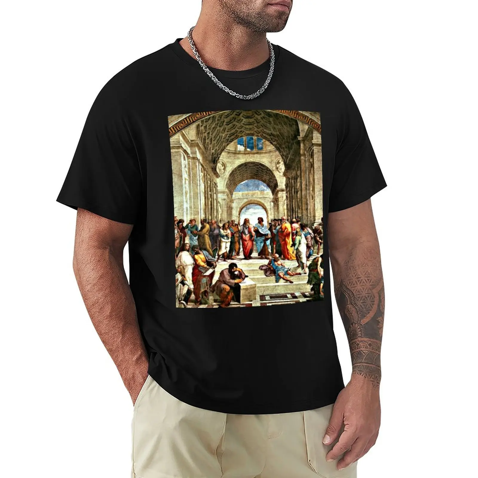 Рафаэль - Афинская школа, 1511 Футболка футболки на заказ создайте свои собственные футболки на заказ, забавные футболки, мужские тренировочные рубашки