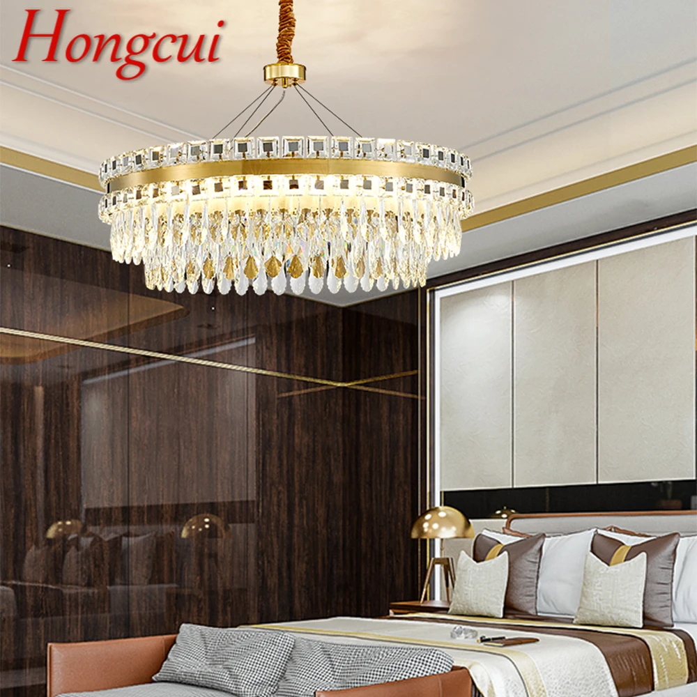 Роскошная хрустальная люстра Hongcui Золотые светодиодные светильники Современный Креативный декор для гостиной столовой виллы Дуплекс