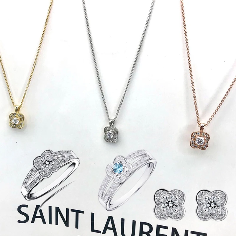 Роскошные ювелирные изделия Французское ожерелье Chance Of Love N ° 2, подвеска из стерлингового серебра 925 пробы, Женское кольцо, Серьги с позолотой 18 карат, браслет в подарок
