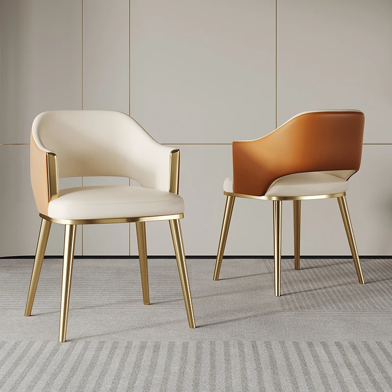 Роскошный Кожаный обеденный стул Металлический Современный минималистичный Индивидуальный дизайн кресла Шезлонги для отдыха Salle Manger Кухонная мебель