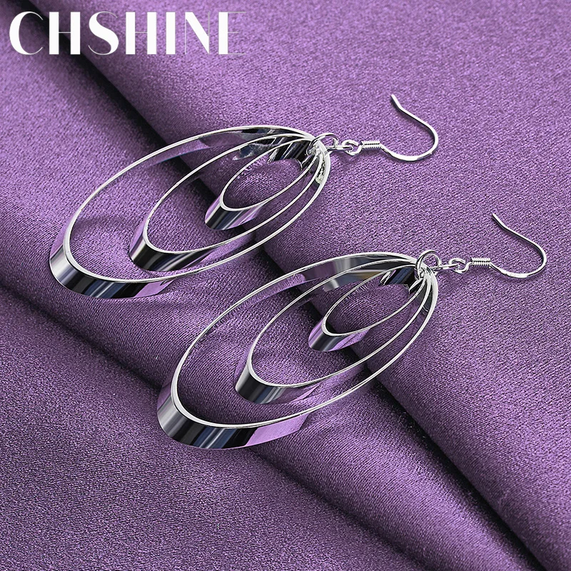 Серьги CHSHINE из стерлингового серебра 925 пробы с тремя кругами, очаровательные ювелирные изделия, женская модная серьга для вечеринок