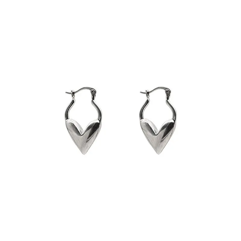 Серьги-кольца серебряного цвета, модные простые Элегантные женские украшения для вечеринок в форме сердца, серьги с пряжками для ушей, предотвращающие аллергию