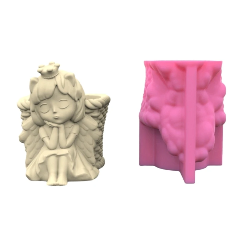 Силиконовые формы для цветочного горшка 3D Angel Girl Цветочный Горшок Форма для литья из эпоксидной смолы DIY