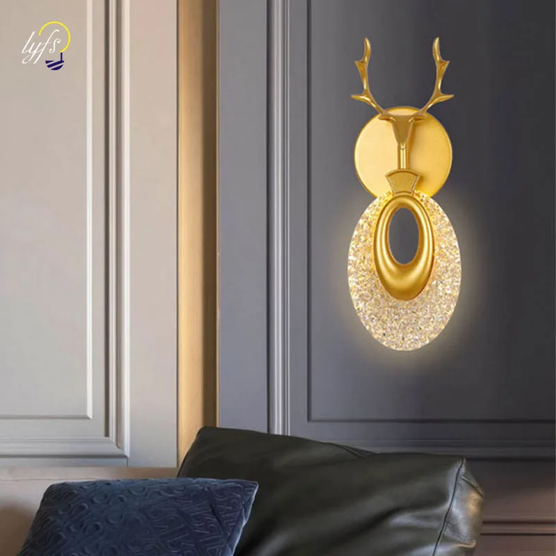 Скандинавские оленьи рога Светодиодный настенный светильник Внутреннее освещение Коридор Прикроватные лампы Кровать для роскошной лестницы Украшение домашней гостиной Спальни