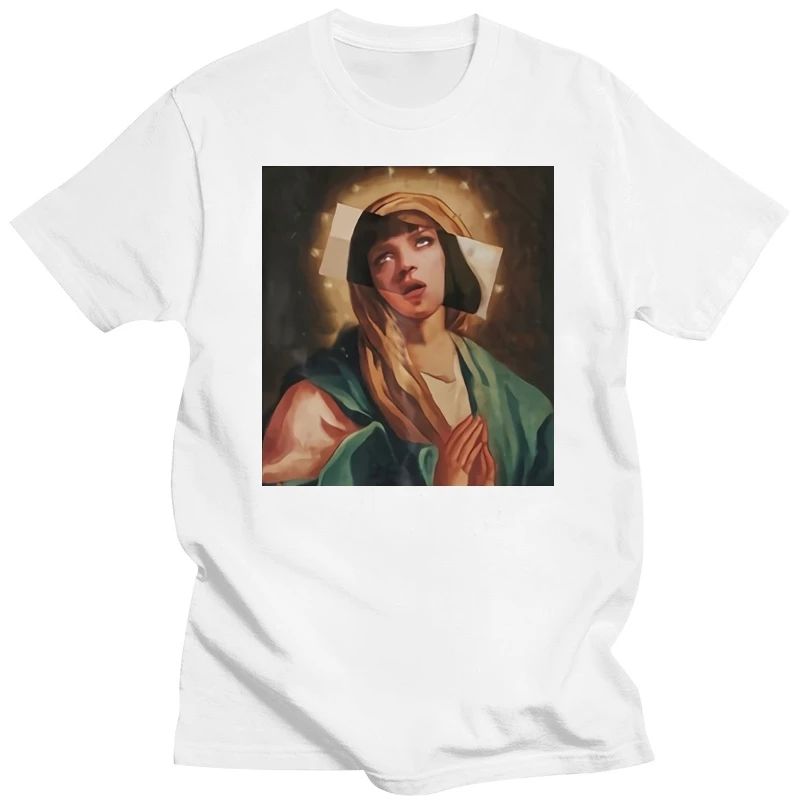 Смешанная криминальная фантастика Funny Virgin Mary 14.99 Июня, новая модная футболка в стиле хип-хоп Homme Spartak с круглым вырезом, полная длина