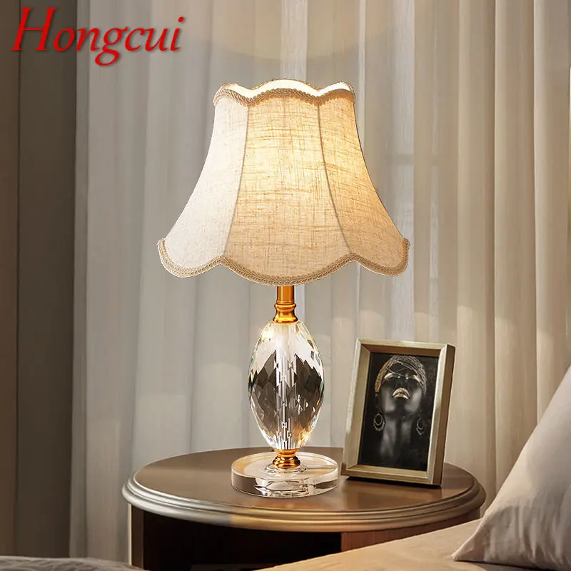 Современная настольная лампа Hongcui с затемнением, креативная настольная лампа из хрусталя с дистанционным управлением для домашнего декора гостиной спальни