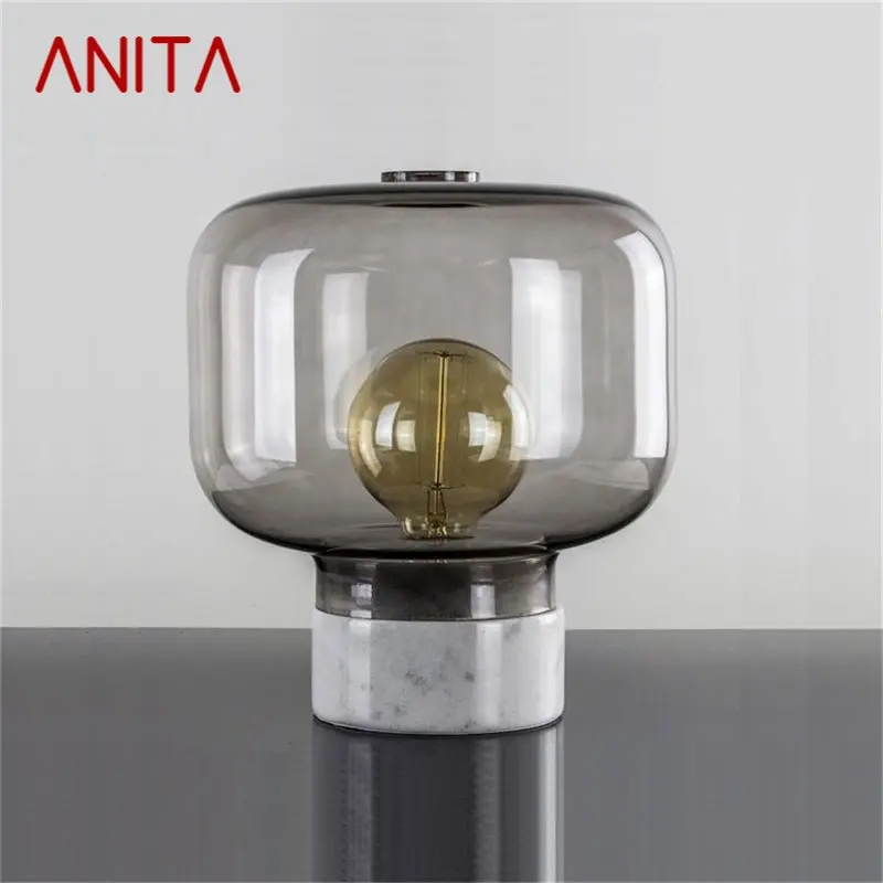 Современная настольная лампа ANITA Креативный Винтажный стеклянный настольный светильник LED Простой для домашнего декора Прикроватная тумбочка в спальне Гостиная