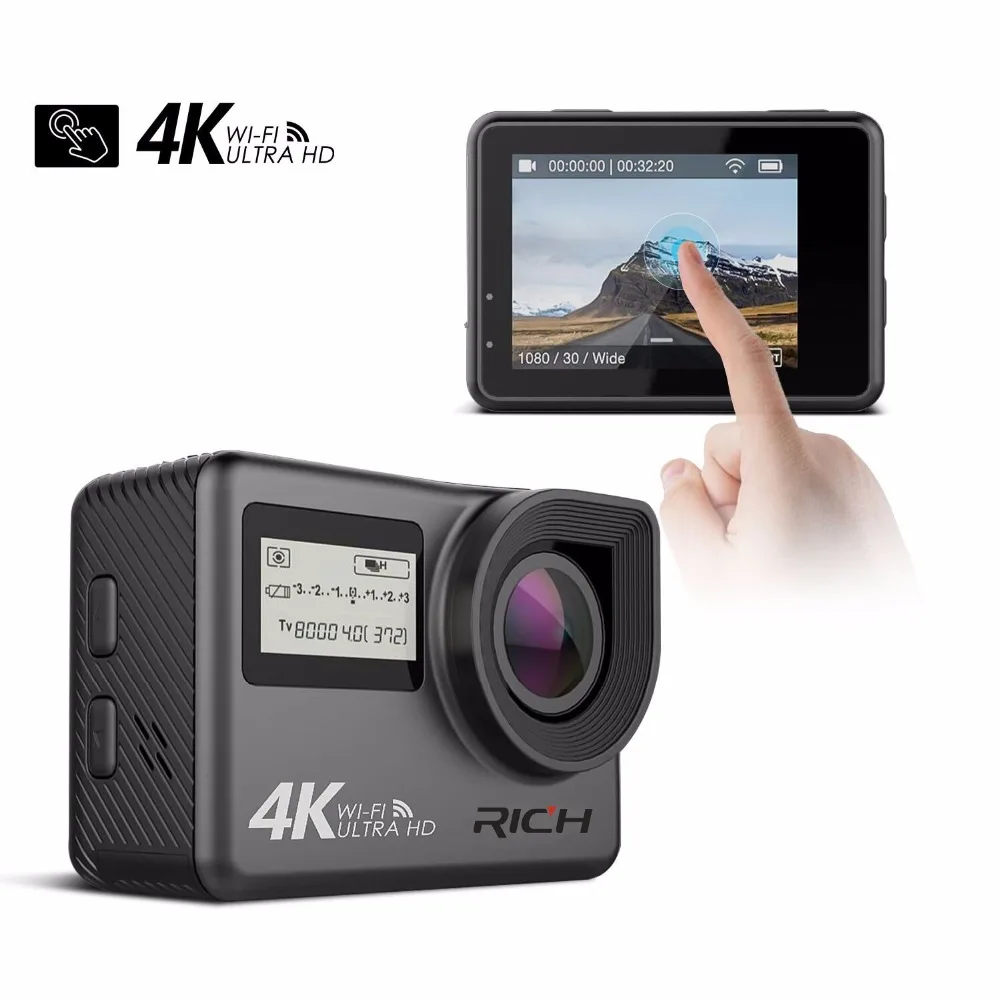 Спортивная Экшн-Камера 4K Wifi С Сенсорным Экраном Водонепроницаемая 30M 1080p Full HD 16Mp Подводная Экшн-Камера Для Велосипедного Шлема