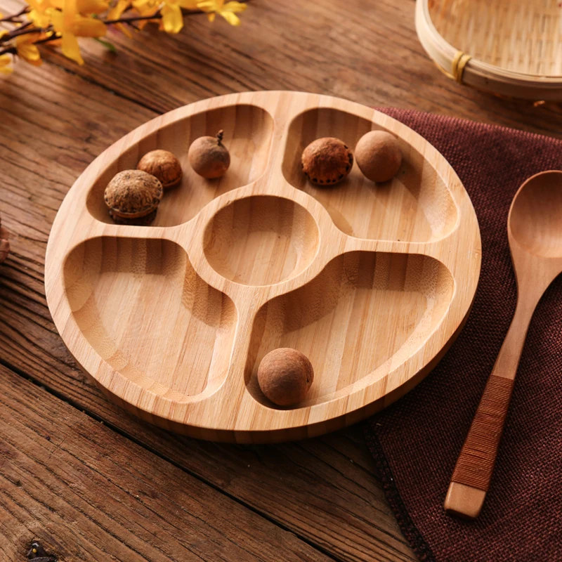 Тарелка для сухофруктов из бамбука и дерева, Решетчатая тарелка, Креативная Домашняя посуда для японской кухни, Приправы, Блюдо для конфет, Поднос для фруктов