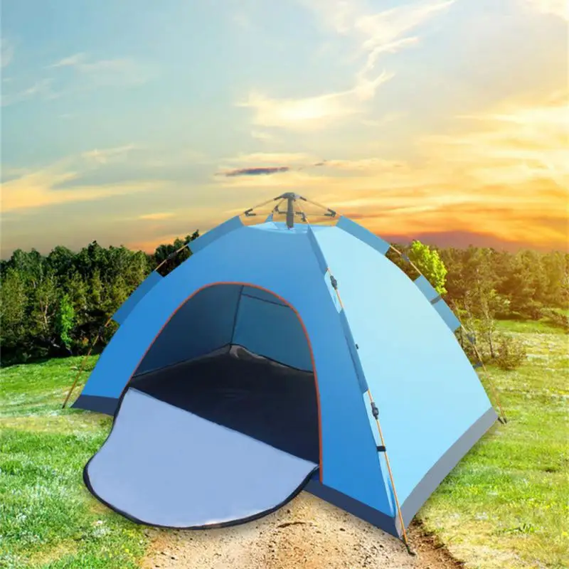 Туристическая палатка для 3-4 человек, Модернизированная Походная палатка, Водонепроницаемая Походная палатка 210D 210T, Нейлоновая походная палатка с бесплатным ковриком