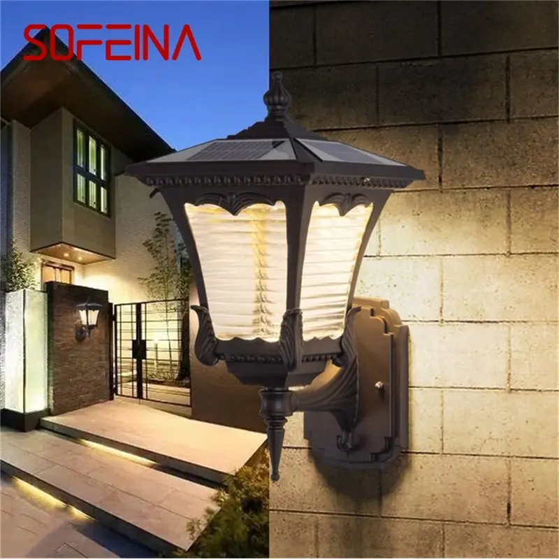 Уличный настенный светильник SOFEINA, Современный Солнечный Водонепроницаемый светодиодный настенный светильник для патио, для крыльца, балкона, внутреннего двора, прохода виллы