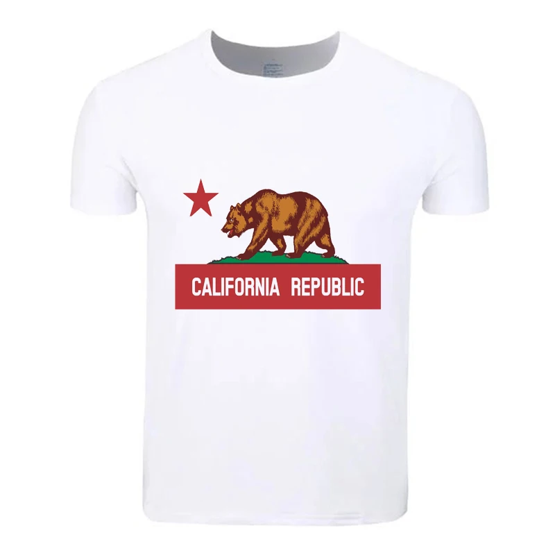 Флаг Республики Калифорния, Хлопковая летняя футболка для студентов большого размера с коротким рукавом, мужская, женская, для мальчиков, для девочек, футболки, детские футболки
