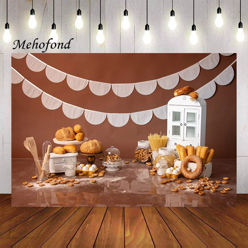 Фон для фотосъемки Mehofond Пончики, хлеб, земля, цвет стен, пола, душа новорожденного, фон для вечеринки по случаю Дня рождения ребенка, Фотостудия