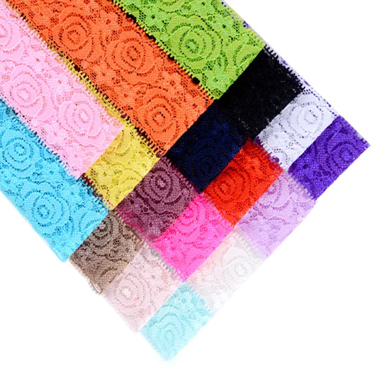 Эластичные эластичные разноцветные кружевные повязки на голову для маленькой девочки, повязка для волос ручной работы, аксессуары для волос шириной 4 см