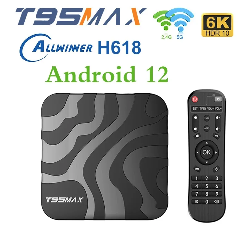 2023 T95 max TV box Android 12 AllWinner H618 Wifi 2,4 G/5G 4K HD Беспроводной Мультимедийный плеер Google Voice Smart TV Box PK H96max