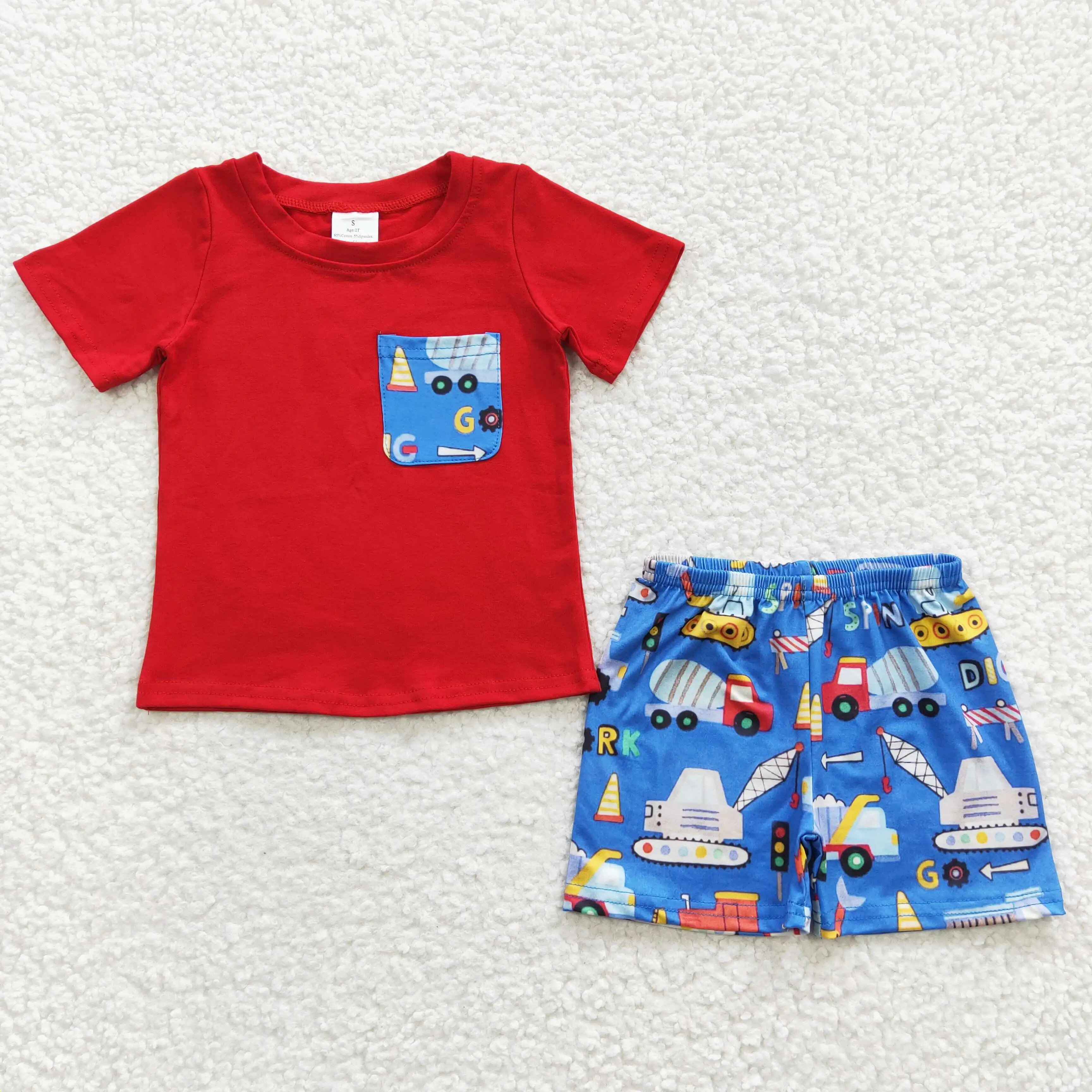 2023 Новый Дизайн RTS, Детская Красная футболка, Детская Летняя Одежда из 2 предметов, Комплекты тракторов для мальчиков