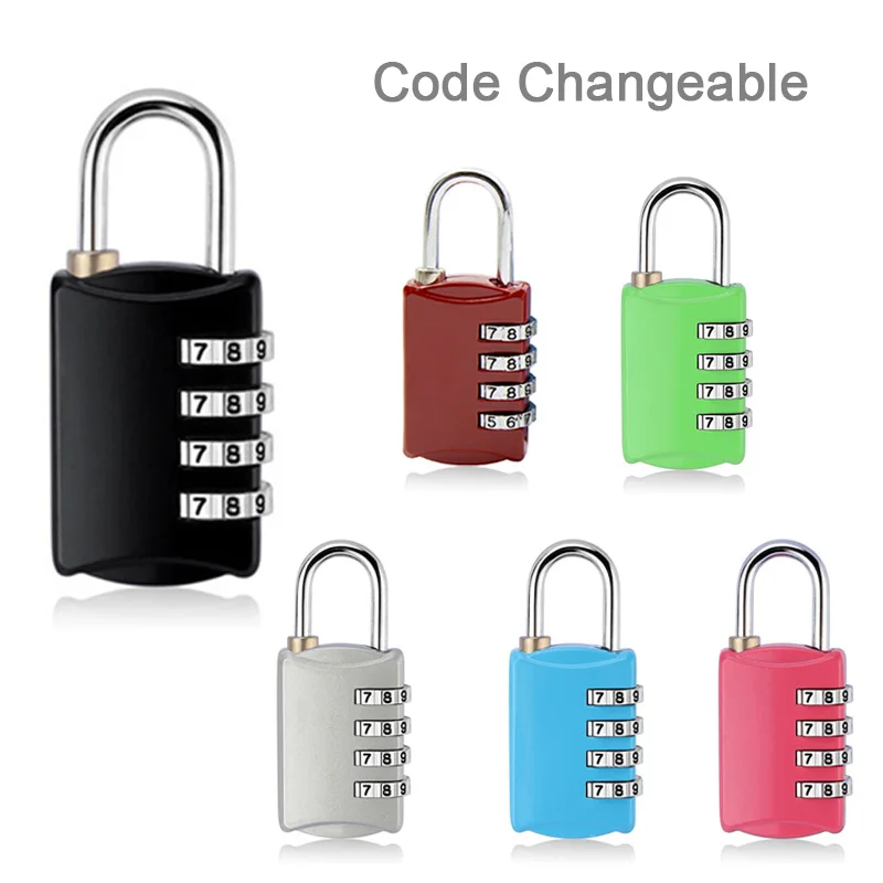 4-значный кодовый замок для багажных сумок и многого другого Навесной замок из цинкового сплава Защитит ваши вещи с помощью сменного персонального кода