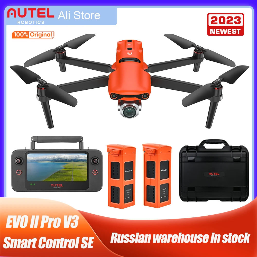 Autel Robotics EVO II Pro V3 Camera Drone 2023 Новейший 12-битный Прочный комплект A-Log Drone с 6,4-дюймовым Smart remote SE В наличии