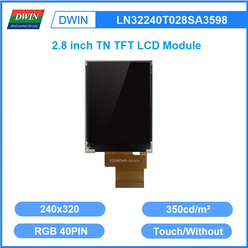 DWIN 2,8 Дюймов 350nit 240x320 TFT ЖК-Модуль RGB 18-Битный Емкостно-Резистивный Сенсорный Для STM32 ESP32 LN32240T028SA3598