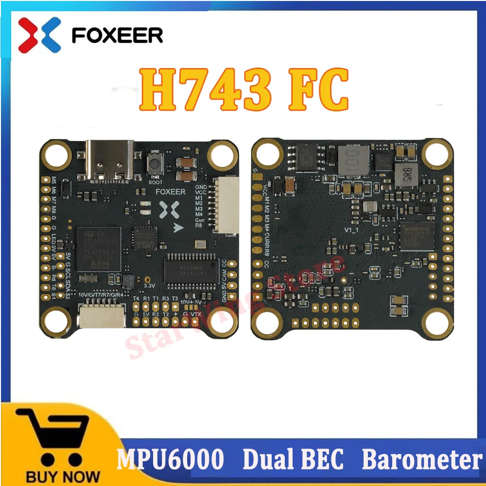 Foxeer H7 H743 MPU6000 Двойной BEC Барометр Контроллер полета 4-8 S LIPO 30,5X30,5 мм для FPV Гоночных Дронов для Фристайла X8 Запчасти Для БПЛА