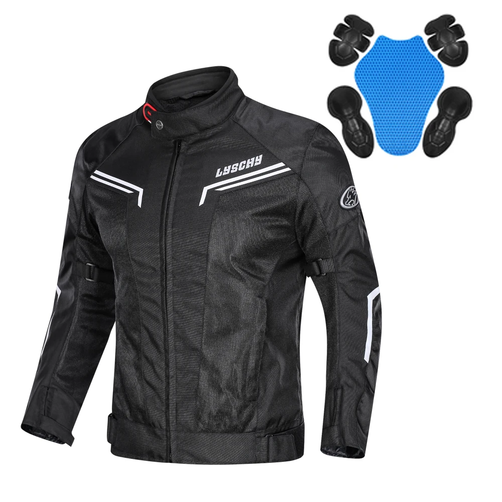 LYSCHY 2023 Летняя Куртка для езды на мотоцикле, Мужская сетчатая дышащая Куртка для мотокросса, Рыцарское Пальто, Мотооборудование + 5 прокладок CE