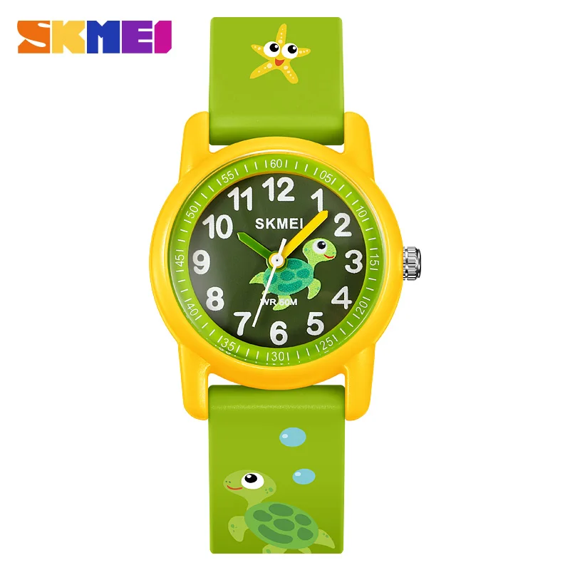 SKMEI 50M Водонепроницаемые детские кварцевые часы, мультяшные часы, маленький циферблат, разноцветный ремешок, спортивные детские часы для детей, подарок