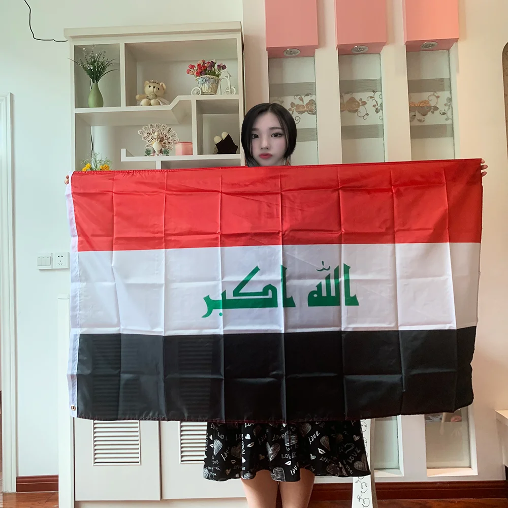 zwjflagshow флаг Ирак Флаг 90x150 см 3X5 fts Национальный флаг Ирака Подвесной Баннер из полиэстера Активность Декоративный Национальный Баннер