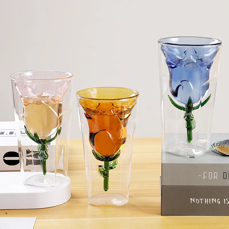 Бокал для коктейлей, прозрачный бокал для вина в форме розы с прозрачными листьями, бокалы для шампанского, подарок для влюбленных, декор свадебного стола