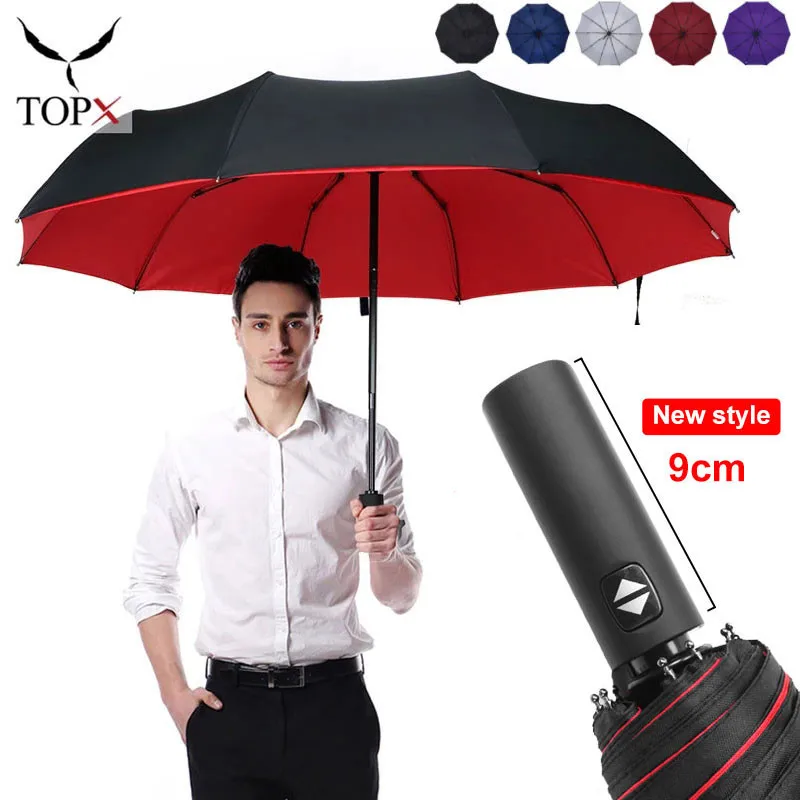 Ветрозащитный двухслойный зонт с защитой от дождя, полностью автоматический, для мужчин и женщин, 10-сильный Роскошный большой зонт, подарочный автомобильный складной зонтик