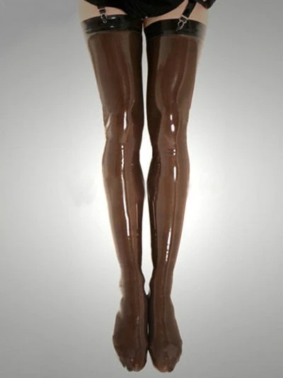 Высококачественные женские специальные кофейные чулки из латексной резины, длинные носки, размер XS ~ XXL