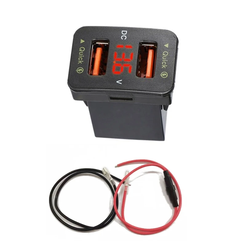 Двухпортовый USB адаптер автомобильного зарядного устройства для телефона Мини светодиодный разъем вольтметра Быстрая зарядка