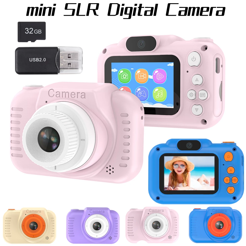 Детская цифровая камера, многофункциональная камера, 2-дюймовый HD IPS экран, USB-зарядка со шнурком, Портативная камера для малышей, детская игрушка