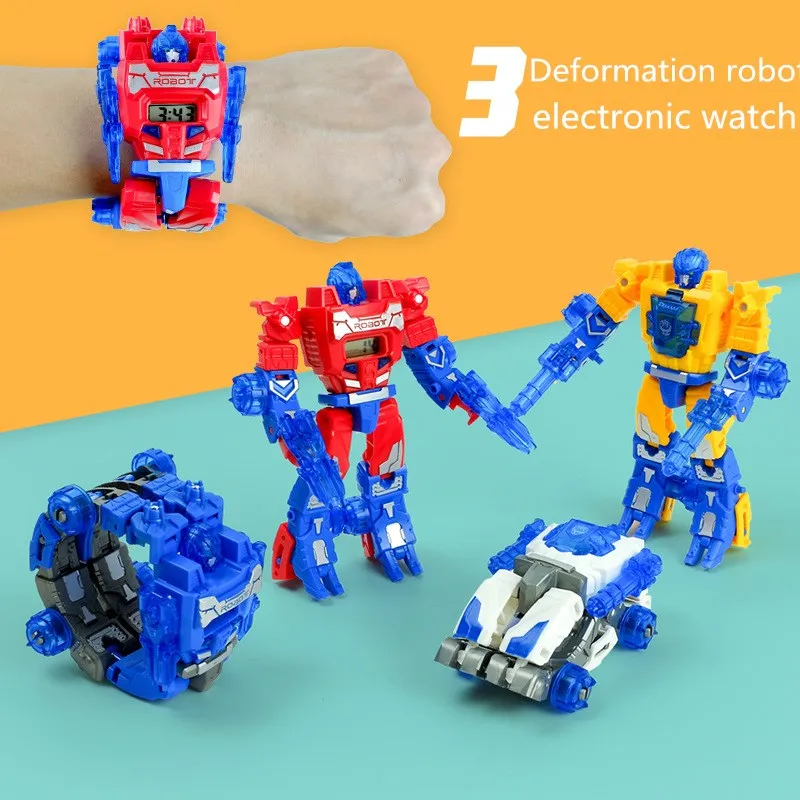 Детские часы, Электронные часы с мультяшным роботом, креативная трансформация, Кинг-Конг, Механический мальчик-автобот, Детская игрушка