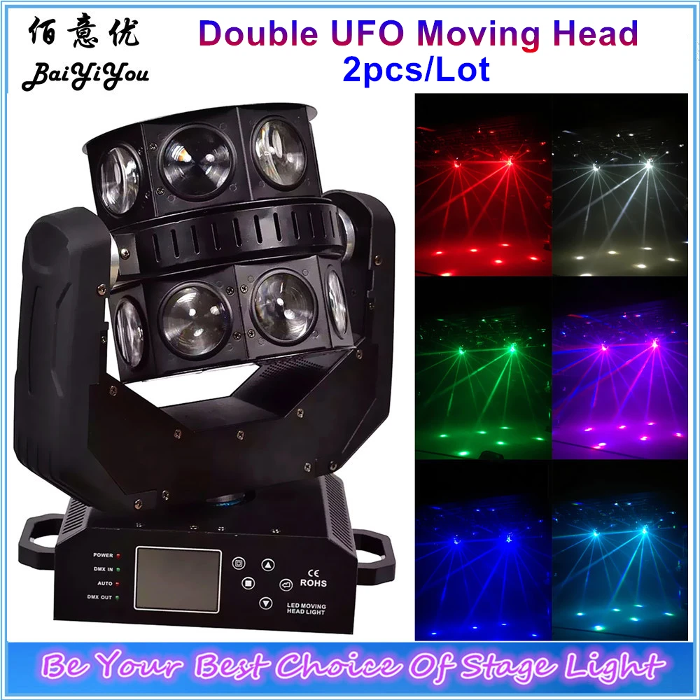 Диско DJ Light Для KTV Bar Stage Led Color UFO Design Ultimate Rotate 16pcsx12W RGBW 4В1 Led Moving Head Double Flying Light
