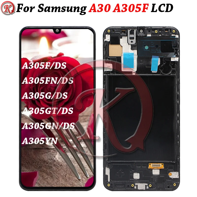 Дисплей Для Samsung GALAXY A30 ЖК-дисплей с Сенсорным экраном в рамке, Дигитайзер A305/DS A305FN A305G A305GN A305YN lcd Incell TFT
