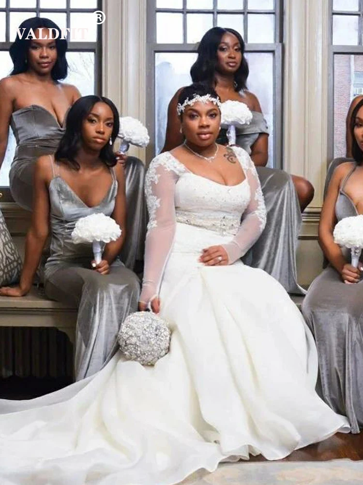 Длинные серые бархатные платья подружек невесты в стиле русалочки 2022 года для чернокожих девушек, праздничное платье для вечеринки