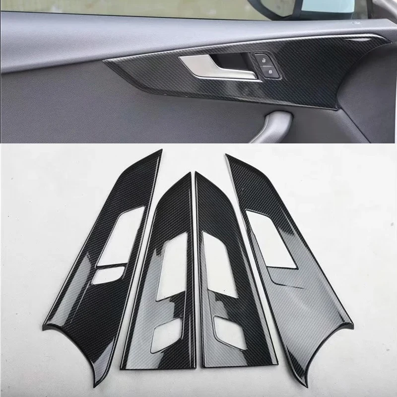 Для Audi A5 2017-2019 Левосторонний руль 4ШТ ABS Боковая дверь автомобиля Внутренняя ручка Чаша Защитная крышка Отделка Молдинги Стайлинг автомобиля