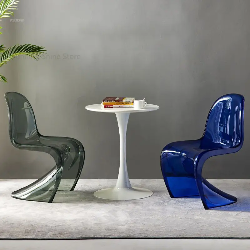Домашний стул с прозрачной спинкой Кухонная мебель Скандинавские Дизайнерские Пластиковые Обеденные Стулья Современный Простой стул для столовой отеля