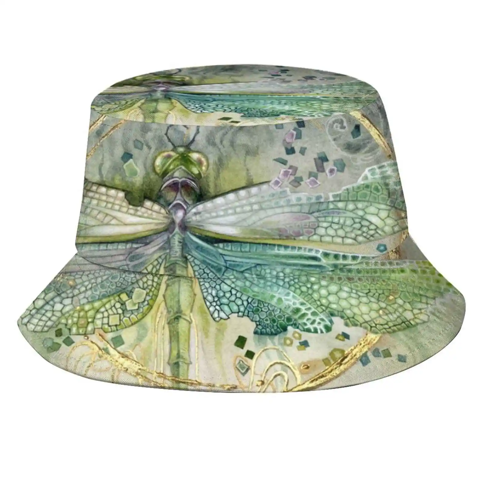 Зеленая стрекоза, унисекс, рыбацкие шляпы, кепка, крылья зеленой стрекозы, фантазия