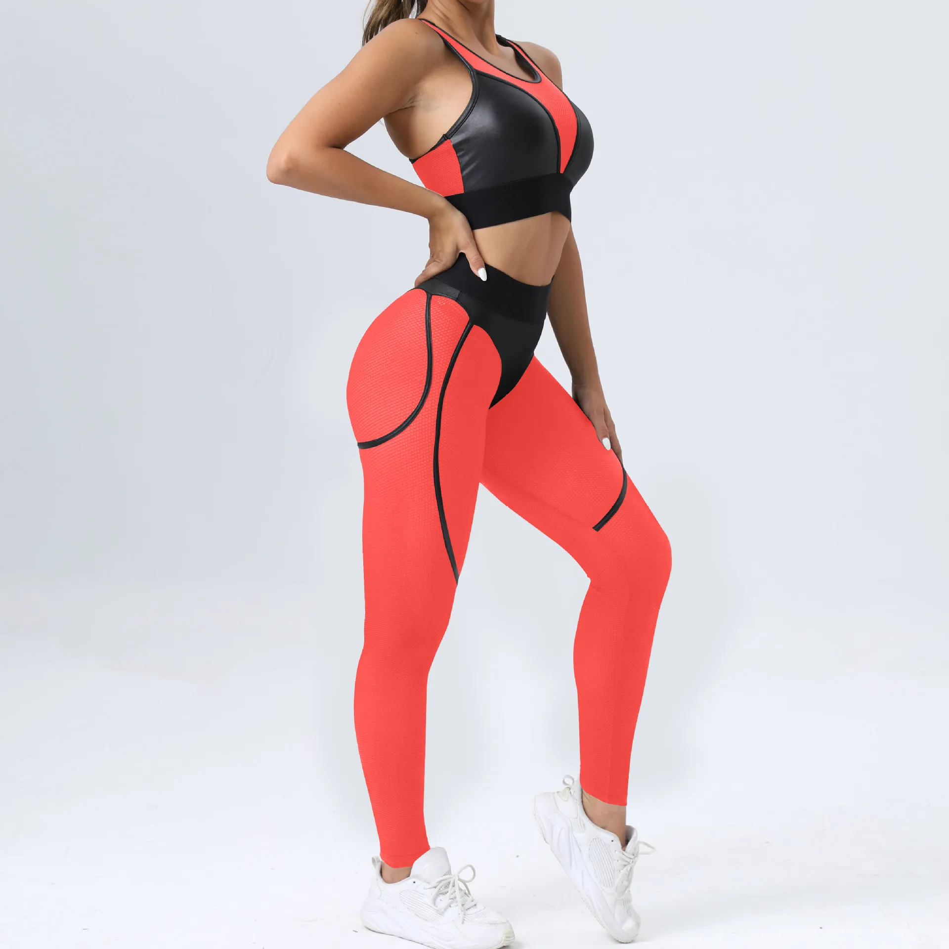 Костюм для йоги для фитнеса Прозрачный спортивный комплект женская сексуальная сетчатая тренировочная одежда для женщин 2023 Спортивная одежда Спортивная экипировка для женщин черный