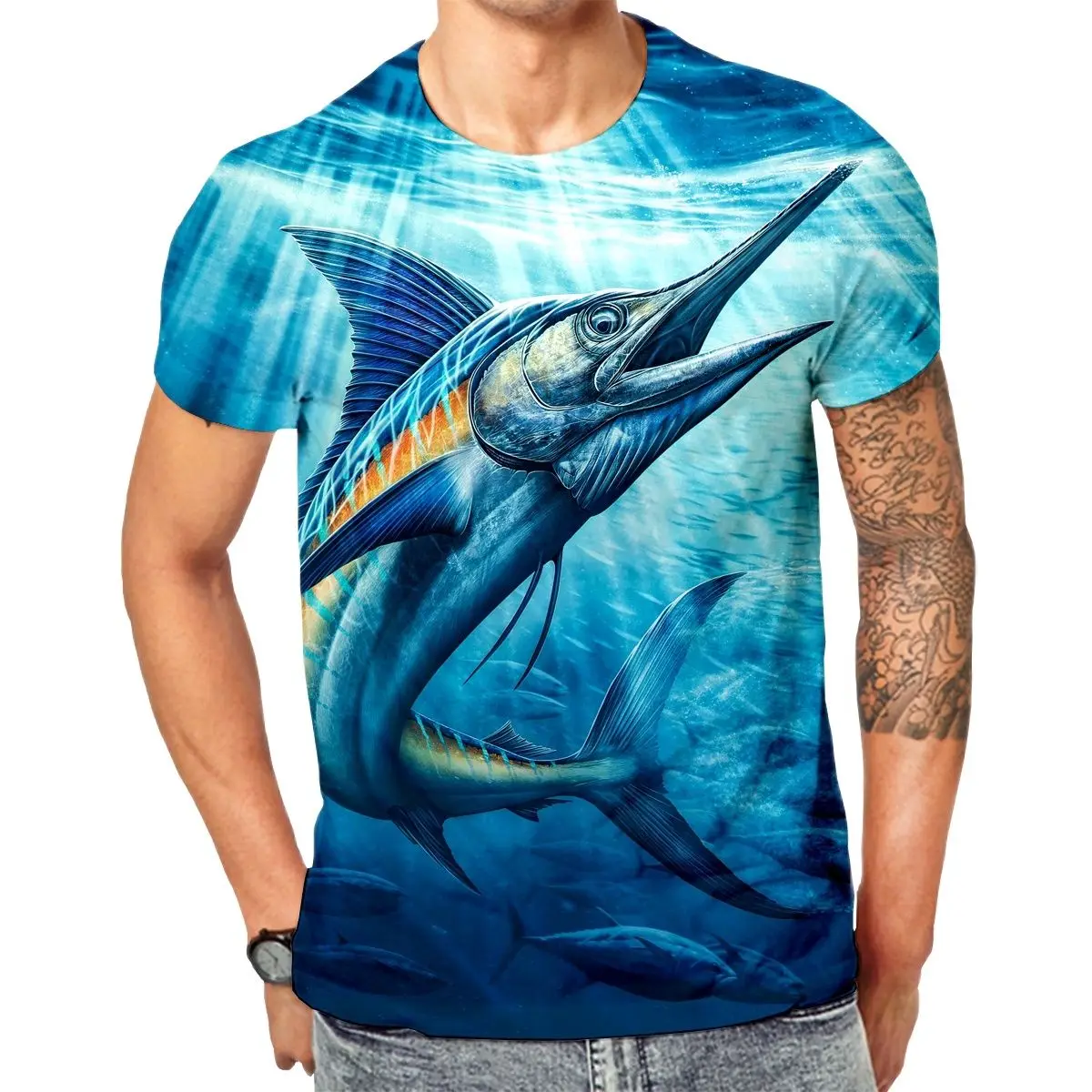 Летняя мужская футболка Fishing Enthusiast с 3D принтом, модная, повседневная, быстросохнущая с короткими рукавами.