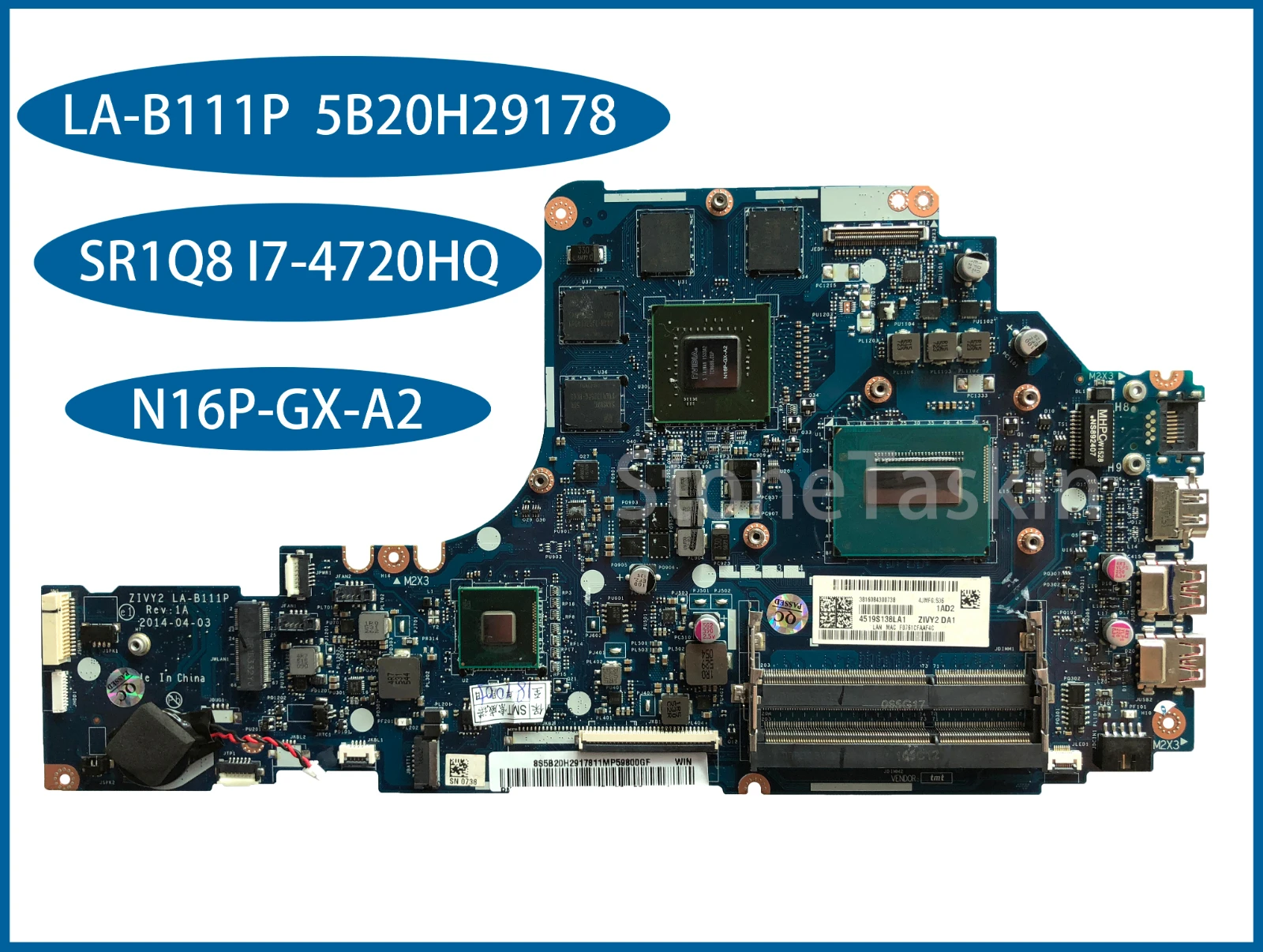 Лучшее значение 5B20H29178 для Lenovo Ideapad Y50-70 Материнская плата ноутбука ZIVY2 LA-B111P SR1Q8 I7-4720HQ N16P-GX-A2 DDR3 100% Протестирована