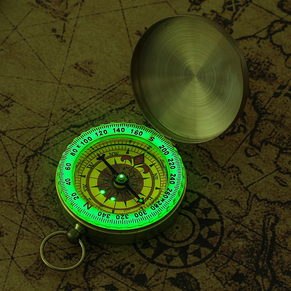 Мини Портативный Медный Навигационный компас, водонепроницаемый компас для альпинизма, кемпинга, пеших прогулок, светящийся ретро-флип-компас для пеших прогулок на открытом воздухе