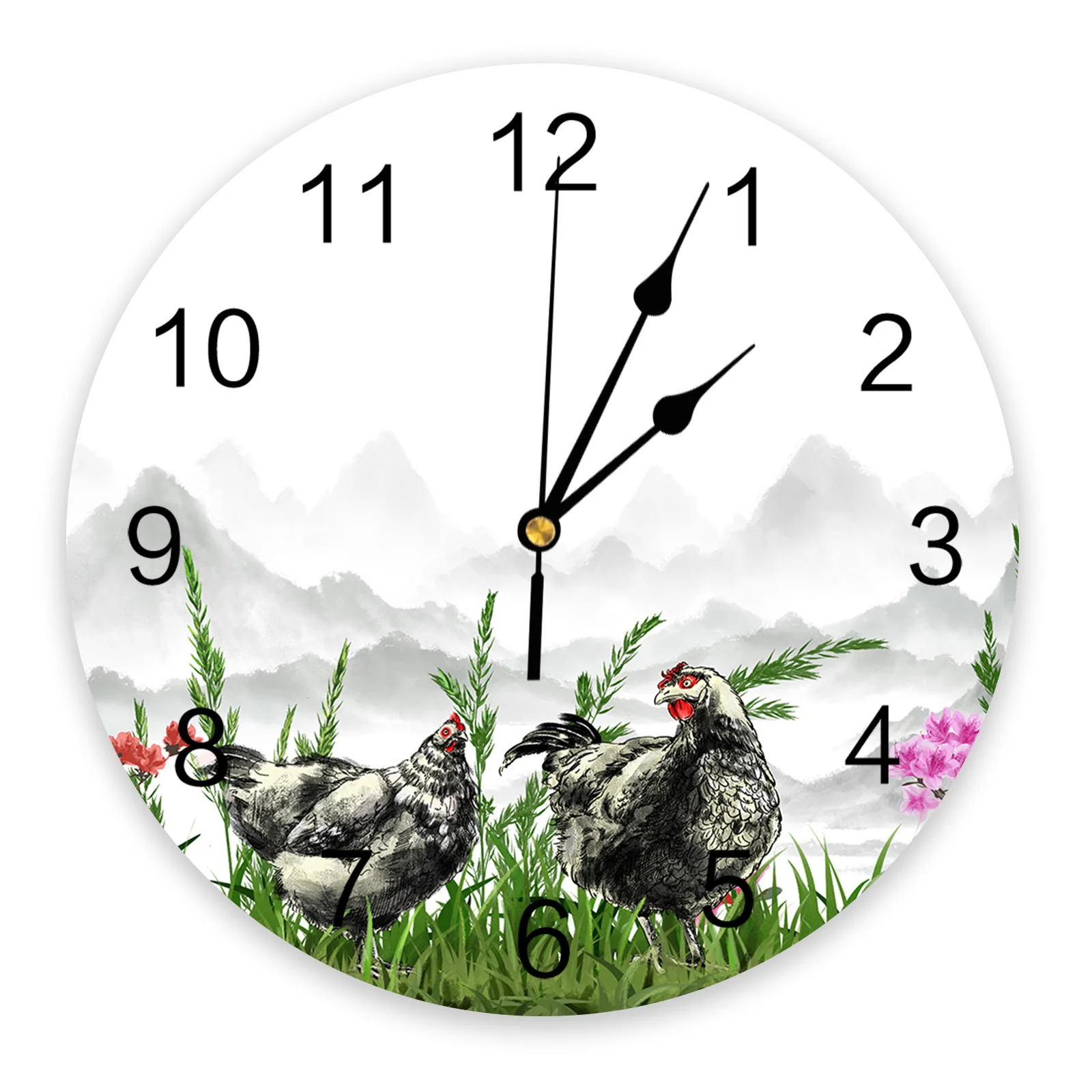 Настенные часы с рисунком курицы и растений, декор для дома, современная кухня, спальня, Декор для гостиной, Настенные часы