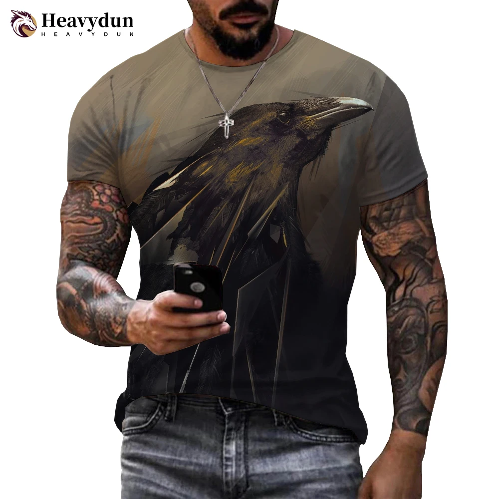 Новая футболка с 3D принтом Crow Raven Bird, Harajuku, Уличная Одежда, Топы, Мужская И Женская Летняя Мода, Повседневная Крутая Футболка С Коротким Рукавом