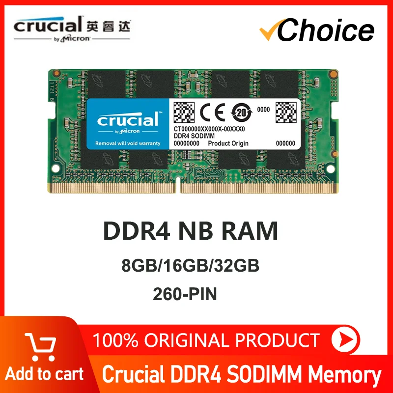Оперативная память Crucial DDR4 3200 МГц Для ноутбука SODIMM 8 ГБ 16 Г 32 ГБ Одноранговая CL22 1,2 В Небуферизованная 260-Контактная Память для ноутбука Memorial