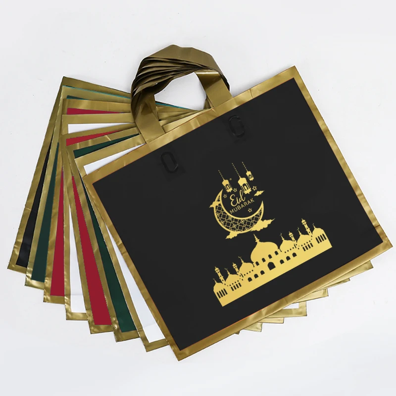 Подарочные Пакеты Eid Mubarak Посылка Сумка Рамадан Карим Украшение Исламский Мусульманский Eid Al-fitr Пластиковые Пакеты с Ручкой для Бизнеса