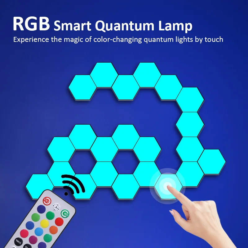 Создание без тренда, Сращивание RGB Hexagon Quantum с небольшим сенсорным управлением, настенный ночник для дома, спальни, отеля, виллы, Интернет-бара